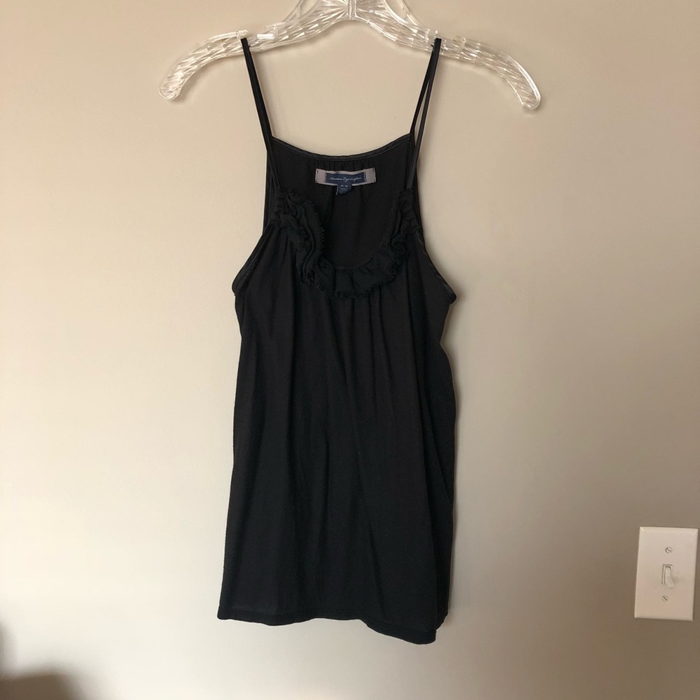 American Eagle Black Ruffle Tank Medium